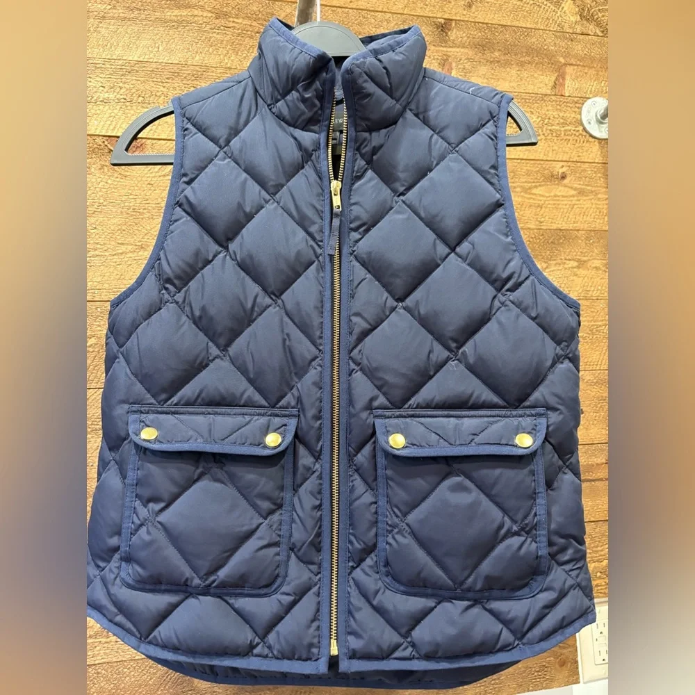 J. Crew Navy Quilted Vest with Gold Details - Picture 1 of 4